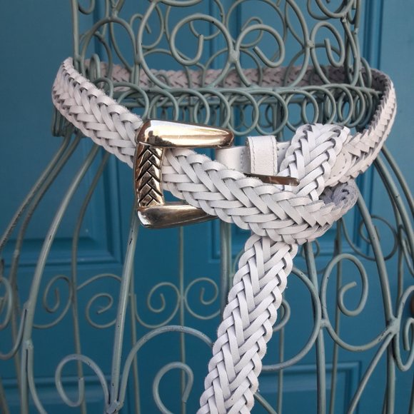 Genuine Leather Belt Braided White Woven Multi Loop Real Leather Belt Womens main image 8